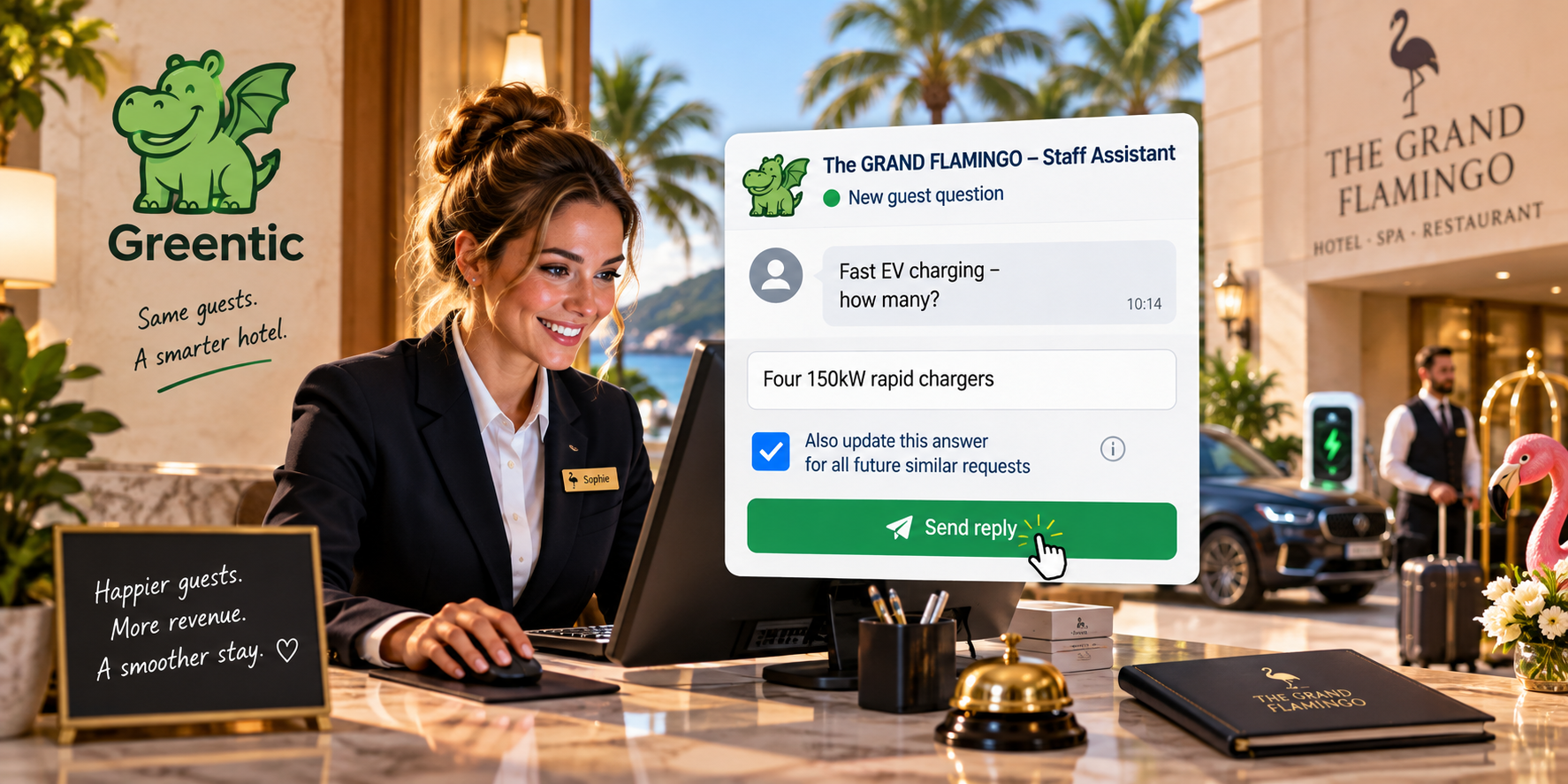 Hotel employee answering an unusual guest question